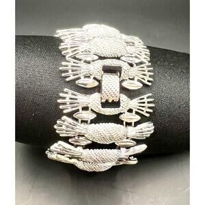 SARAH COVENTRY Bracelet Silver Tone Pineapple Textured Link 7” Vintage Signed